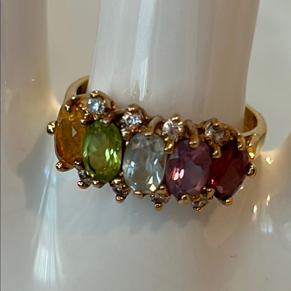 Multi-Gemstone Gold Plated Ring